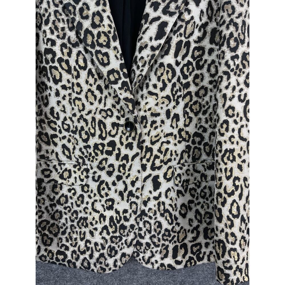 Chico's Women's Animal Print W/Gold Metallic L/S Blazer‎ Jacket 2 Large - Picture 3 of 10